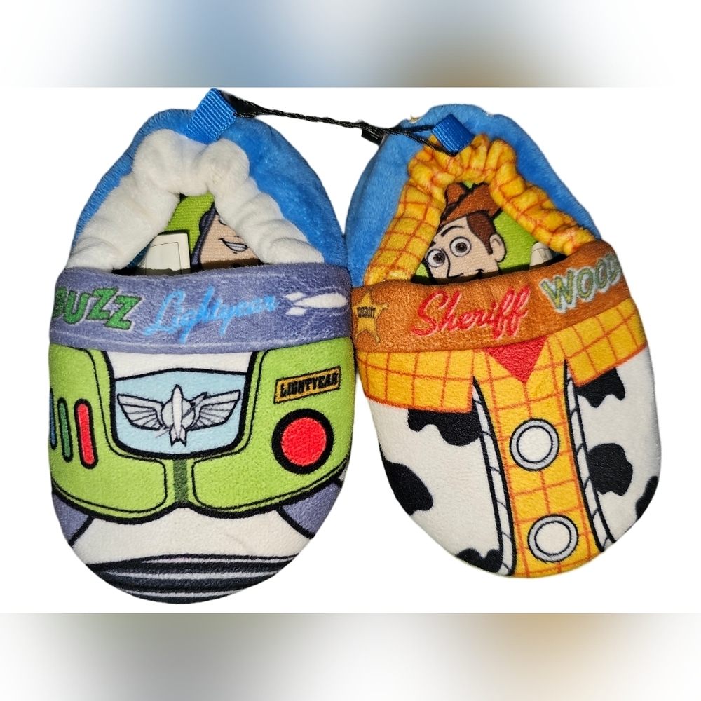 Disney Toy Story Woody & Buzz Plush Slippers Toddler Sz 5T-6T - Picture 3 of 9